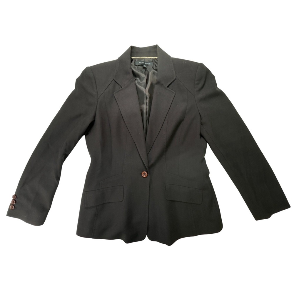 Anne Klein Suit Womens Size 10 Dark Brown Single Button Blazer Lined‎ Jacket